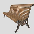Wooden Outdoor Bench with Slatted Seat Backrest and Metal Legs for Garden Patio Use