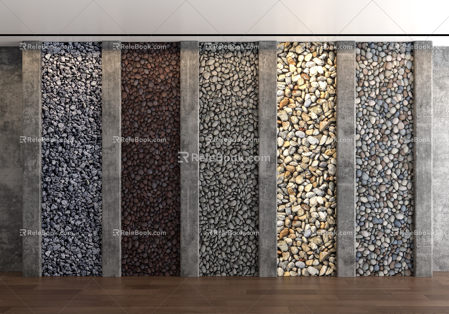 Outdoor gravel cobblestone pavement 3d model