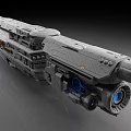 Sci Fi Spaceship 3D Model Featuring Mechanical Details Gray Exterior And Engine Parts 3d model