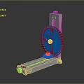 Mechanical Gear Adjustment Hardware Tools With Blue Gear Yellow Knobs And Gray Base