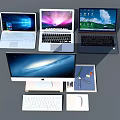 Modern Computer Setup Featuring Laptops Desktop With Different Screen Displays Keyboard Mouse And Accessories 3d model