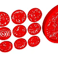 Red Circular Paper Cuttings With Intricate Animal Patterns And Traditional Art Design