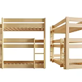 Wooden Bunk Bed with Ladder and Storage Shelves for Kids Bedroom