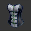 Elegant Black And White Corset With Floral Pattern And Metal Buckles