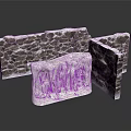 Rough Stone Wall Structure With Frosty Icicles And Snow Covered Edges