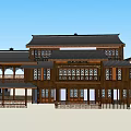 Ancient Chinese Architecture Featuring Traditional Wooden Structure Classic Eaves And Carved Windows