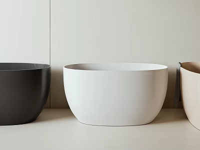 Modern Minimalist Bathtub Design With Black White And Beige Colors On Light Surface 3d model