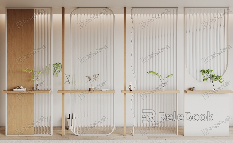 Cream wind glass partition model