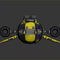 Yellow And Black Robot With Cat Ear Design Blue Glowing Rings And Four Legs