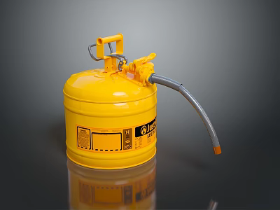Durable Yellow Household Container with Handle Hose and Label for Daily Use 3d model