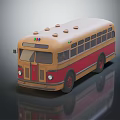 Vintage Yellow And Red Bus With Classic Exterior Design And Roof Details