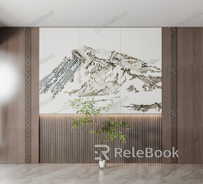 New Chinese background wall background wall partition model