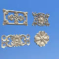 Carved Decorative Ornaments Silver Intricate Patterns On Blue Background With Various Floral And Geometric Shapes