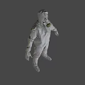 Post Apocalyptic Game Character Wearing Gas Mask And Protective Suit In Abandoned Area With Trees