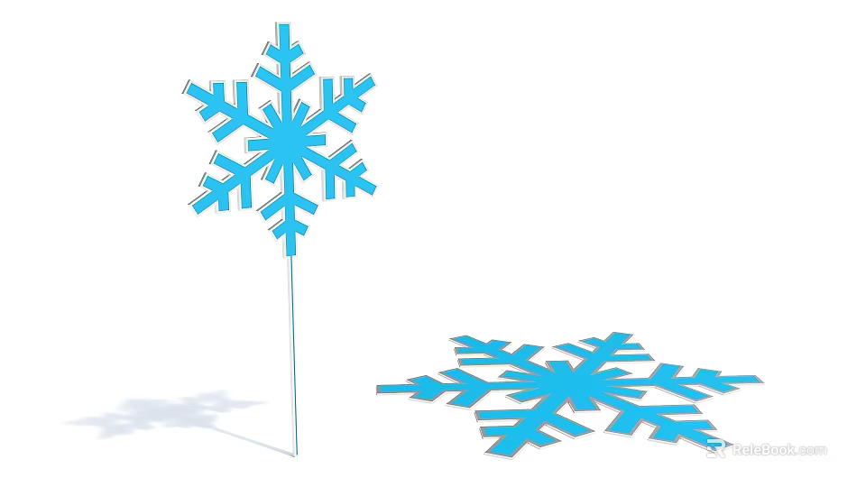 Blue Snowflake Ornaments With Standing And Flat 3D Design For Decorative Use 3d model 