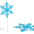 Blue Snowflake Ornaments With Standing And Flat 3D Design For Decorative Use 3d model