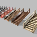 Different Styles of Stairs with Black Red Brown Colors Wooden Handrails and Designs