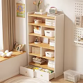 White Multi layer Storage Shelf With Storage Boxes Drawers Books And Decorative Items