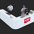 Modern Bar Counter with Staff Tables Chairs and Fresh Produce Selection