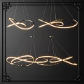 Modern Curved Chandeliers With Glowing LED Lights And Metal Frames For Interior Design
