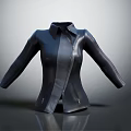 Stylish Black Leather Jacket With Collared Design Long Sleeves And Zipper Front 3d model