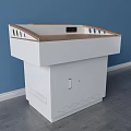 Modern Functional Desk With White Body Wooden Top And Side Ventilation Holes