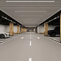 Modern Parking Garage Interior With Well Lit Space Marked Lanes And Parked Cars