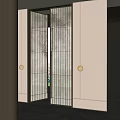 Modern Grid Design Double Doors With Round Lights And Indoor Outdoor View