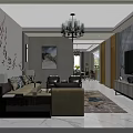 Modern Dining Room Interior With Stylish Dining Table Chandelier And Wall Decor