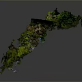 Floating Terrain Structure With Green Vegetation Path And Small Figure On Top