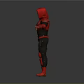 Man In Red And Black Superhero Costume Standing With Arms Outstretched