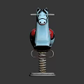Building Blocks Rocking Horse Toy with Blue Body Red Saddle and Spring Base Design