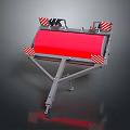 Heavy Duty Road Roller With Red Drum And Reflective Strips On Metal Frame