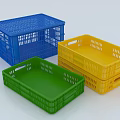 Colorful Plastic Storage Baskets Blue Green Yellow Perforated Design for Home Organizing