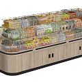 Wooden Display Shelves With Transparent Plastic Baskets For Snacks Multi Tier Design And Cabinets