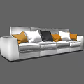 Plush Modern White Sectional Sofa With Orange White Black Pillows 3d model