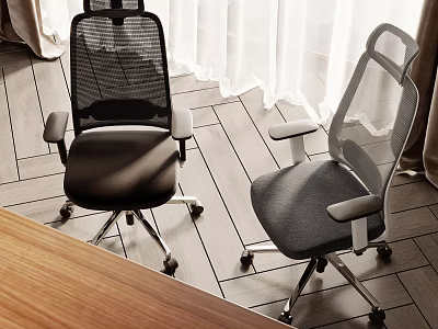 Ergonomic Mesh Back Office Chairs In Black And Gray With Adjustable Armrests 3d model