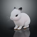 Adorable White Rabbit Toy With Black Ears In Sitting Pose On Dark Background