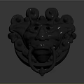 Dark Metallic Sculptural Mask With Spherical Decorations And Ring Detail