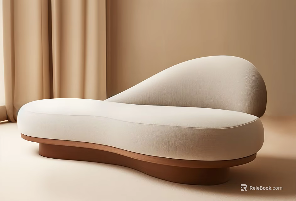 Modern Beige Fabric Multi Person Sofa With Curved Design For Living Room 3d model 