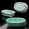 Modern Green Ceramic Bathtubs With Oval Shape And Textured Surface Design 3d model