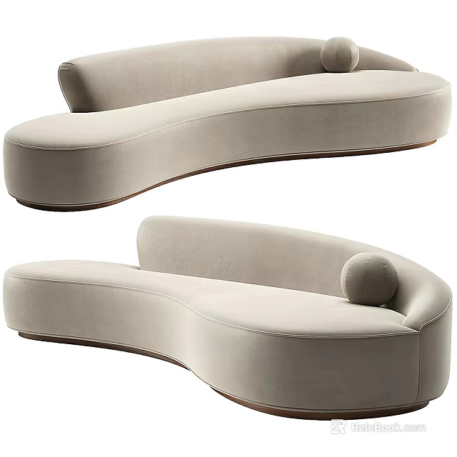Curved Beige Sectional Sofa With Modern Elegant Design And Comfortable Upholstered Seats 3d model 