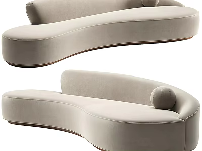 Curved Beige Sectional Sofa With Modern Elegant Design And Comfortable Upholstered Seats 3d model