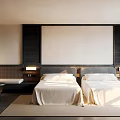 Modern Hotel Room Interior With King Bed Large Window And Scenic View