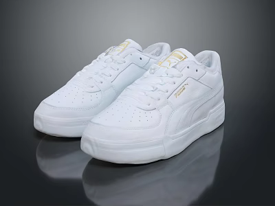 White PUMA Lace Up Sneakers With Perforated Upper And Platform Sole Design 3d model