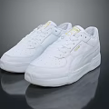 White PUMA Lace Up Sneakers With Perforated Upper And Platform Sole Design