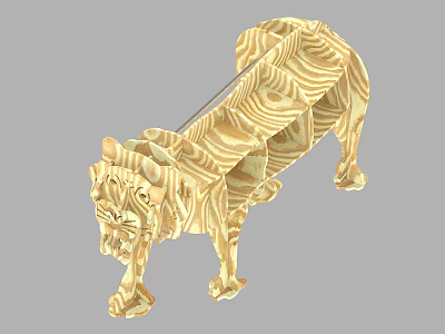 Wooden Tiger Shaped Hanger With Creative Carved Design For Home Decoration 3d model