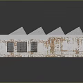 Single Family House with Solar Panels on Roof and Rusted Exterior Walls in Unfinished Construction