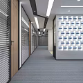 Modern Public Office Space With Open Workstations Green Plants Ceiling Lights And Natural Light Windows