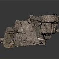 Detailed Rocky Terrain Model Featuring Suspended Bridge and Vehicle Elements
